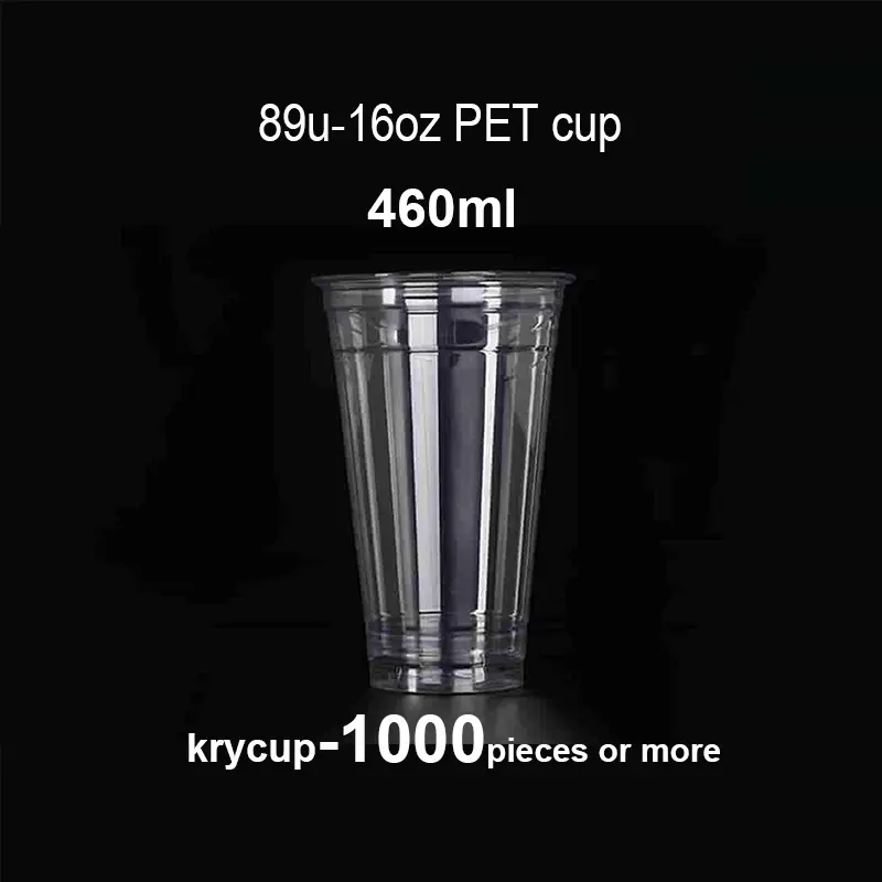 89mm 16oz disposable PET plastic cup, clear cold drink cup for beverage, takeaway coffee cup, food grade PET cup