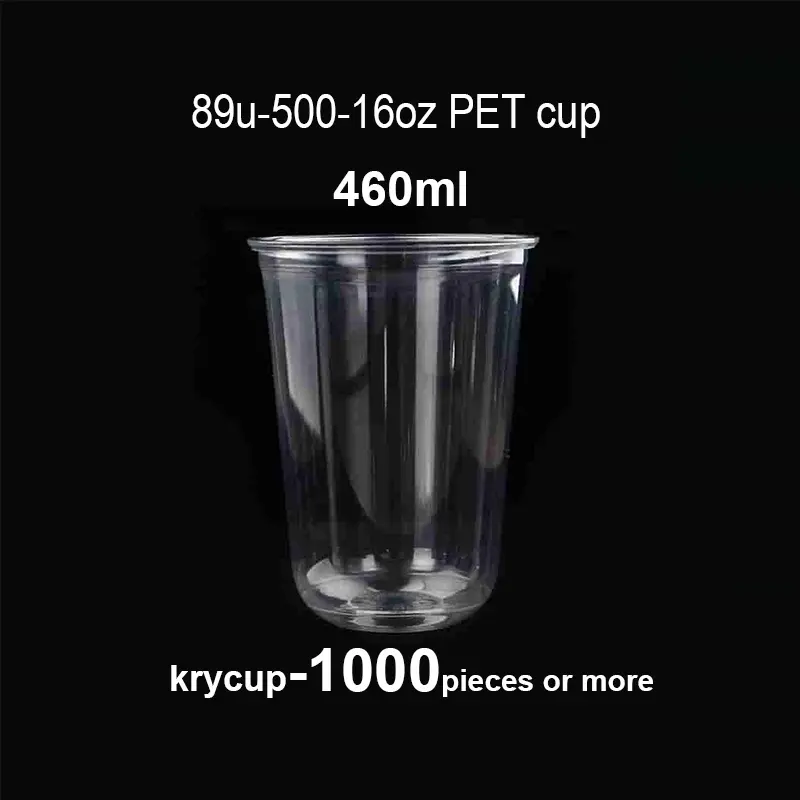 16oz clear disposable PET plastic cup, BPA-free food-grade cold cup for iced coffee, boba tea, frozen drinks